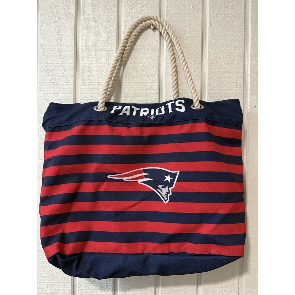 Forever Collectibles New England Patriots NFL Striped Tote Bag Rope Handles